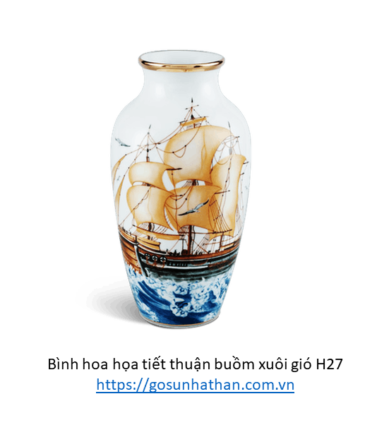 Bình hoa họa tiết thuận buồm xuôi gió H27