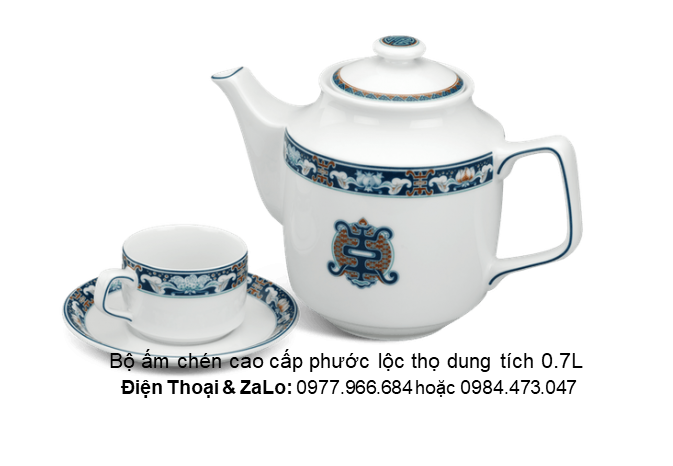 Bộ ấm chén cao cấp phước lộc thọ dung tích 0.7L