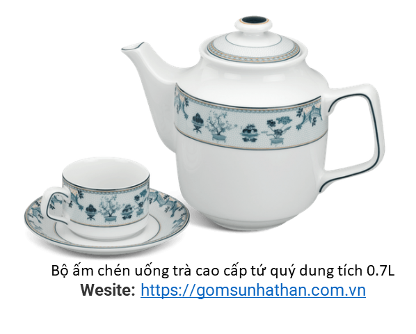 Bộ ấm chén uống trà cao cấp tứ quý dung tích 0.7L